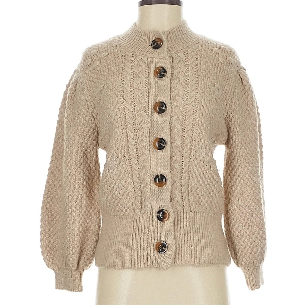 Who What Wear Beige Cable Knit Cardigan
